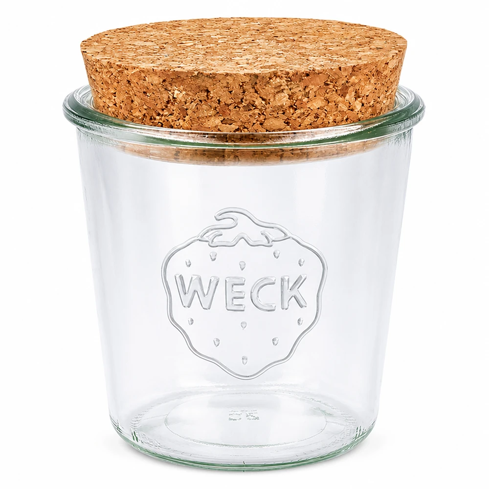 580ml Sturzglas WECK RR100 mit Korken natur WECK Sturzglas 580ml RR100 mit Naturkorken Deckel Einmachglas Vorratsglas transparent