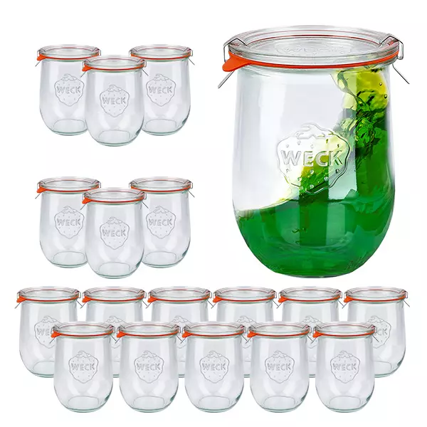18er Set Weck Gläser 1062ml Tulpengläser, 1L Sturzgläser mit 18er Set Weck Gläser 1062ml Tulpengläser, 1L Sturzgläser mit
