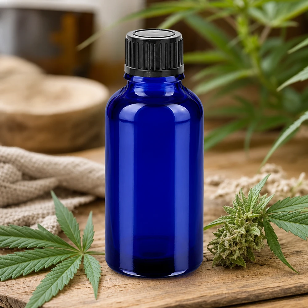 30ml Flasche 11mm Schraubverschluss schwarz Standard BlueLine UT18/30 Handliche 30ml Braunglas Alternative in Blau mit Tropfeinsatz für mobile Aromatherapie