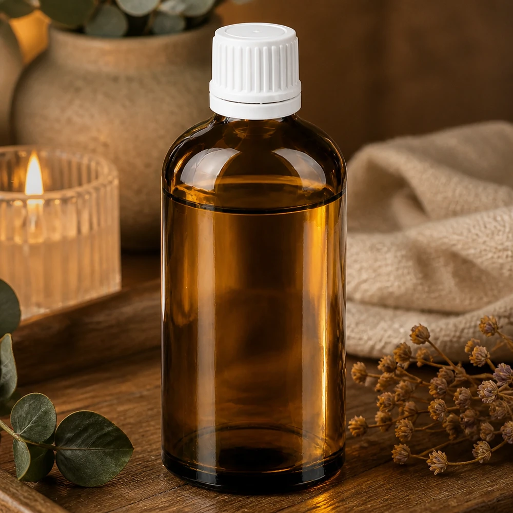 100ml Flasche 11mm Schraubverschluss weiß Originalitätsverschluss BrownLine UT18/100 Elegante Apothekerflasche 100ml in Bernstein-Optik für professionelle Produktlagerung