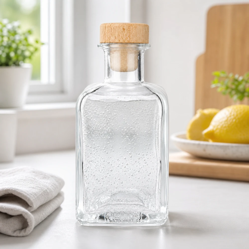 200ml Glasflasche "Clara" mit Holzgriff-Korken UNiTWIST