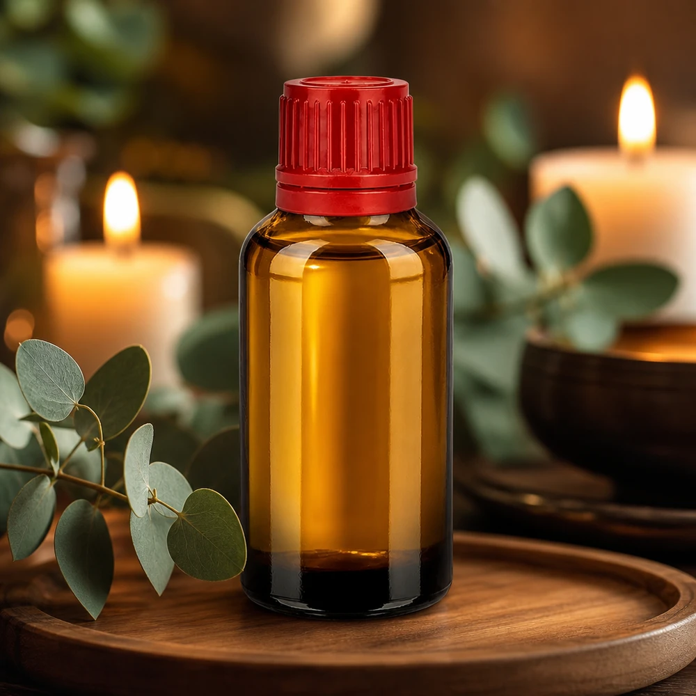 Lichtschützende 30ml Glasflasche mit robustem roten Deckel perfekt für DIY-Mischungen und Extrakte
