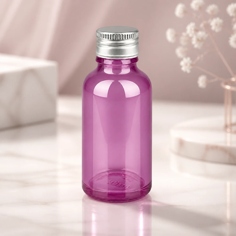 Handliche 30ml Violettglas-Flasche mit fest verschließbarem Aluminiumgewinde