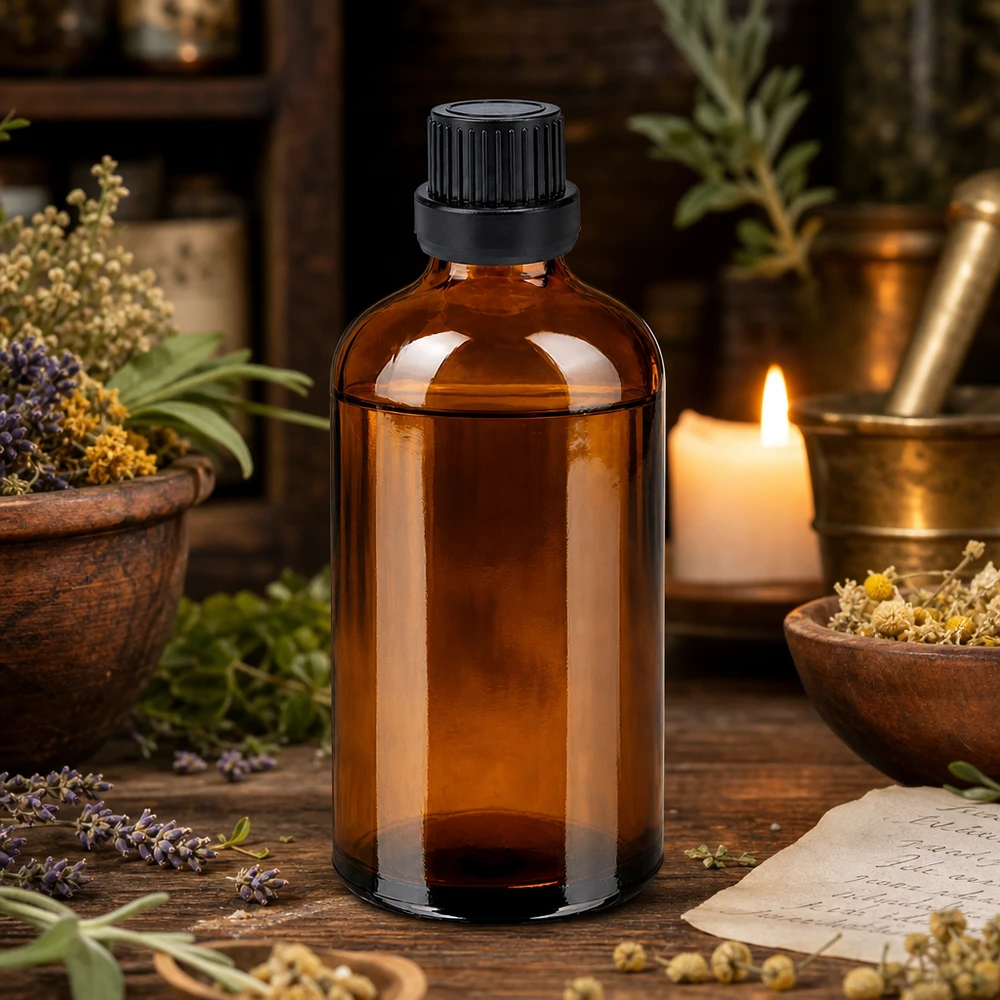 100ml Tropfflasche 2mm schwarz Originalitätsverschluss BrownLine UT18/100 Praktische 100ml Braunglasflasche mit schwarzem Verschluss ideal für DIY Kosmetik und Naturheilkunde