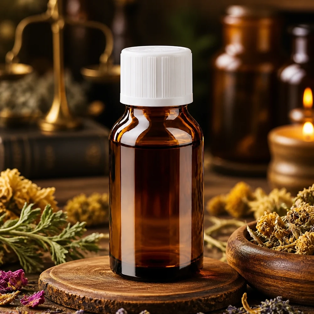 Apothekenflasche braun 15ml Schraubverschluss weiß Kindersicherung Standard Lichtschutzflasche 15ml aus Braunglas mit weißem Kindersicherheitsdeckel für Naturheilkunde