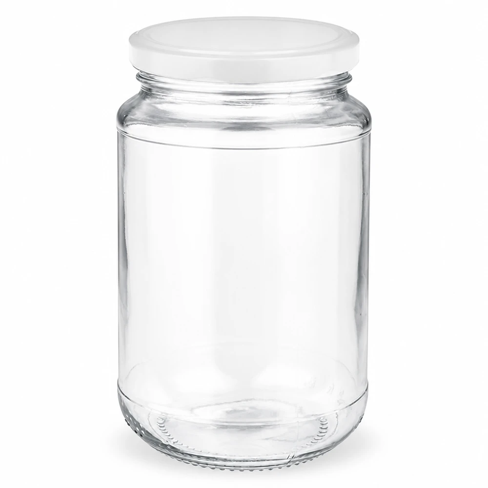 Kompaktes 320ml Einweckglas aus Glas mit weißem BasicSeal Deckel UNiTWIST Konservierungsglas