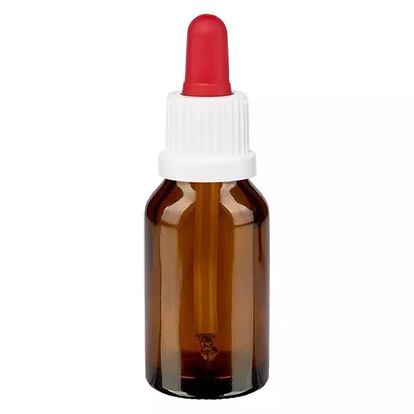 Apothekenflasche braun 30ml Pipette weiß/rot Originalitätsverschluss