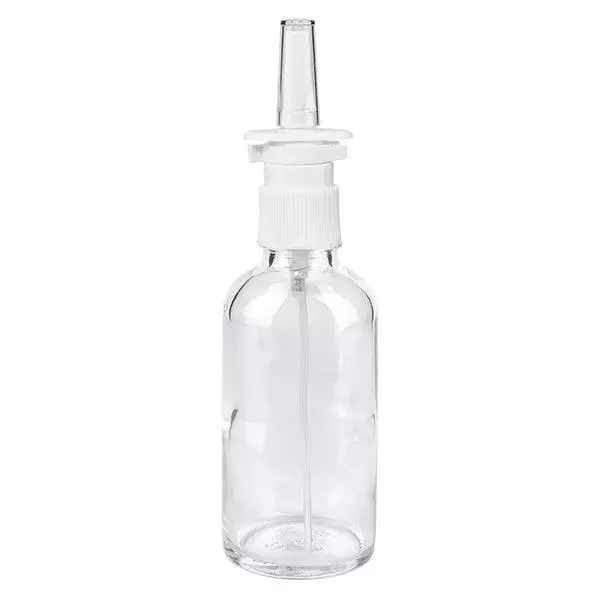 Apothekenflasche klar 50ml Nasenzerstäuber weiß Standard Apothekenflasche klar 50ml Nasenzerstäuber weiß Standard