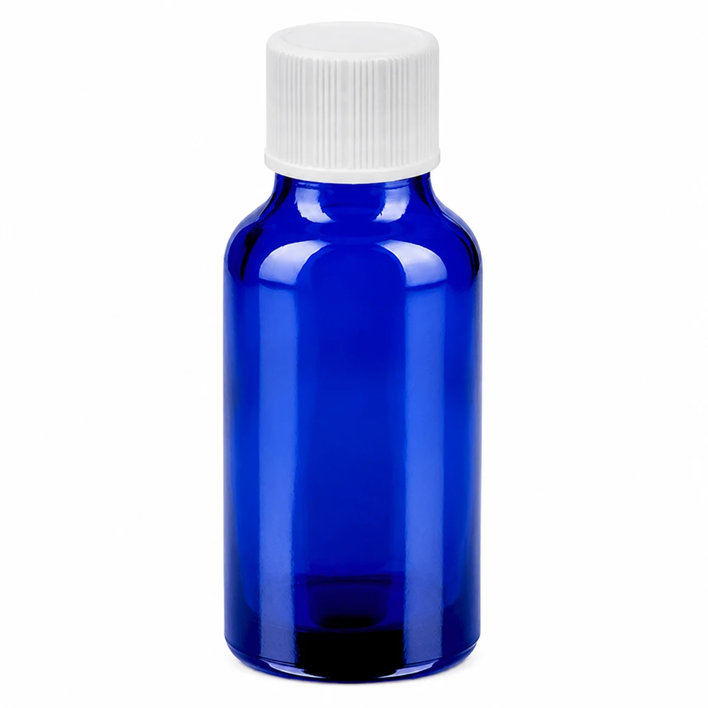 20ml Flasche 11mm Schraubverschluss weiß Standard BlueLine UT18/20 Laborqualität Glasflasche 20ml blau für Aromatherapie Tinkturen und pharmazeutische Anwendungen