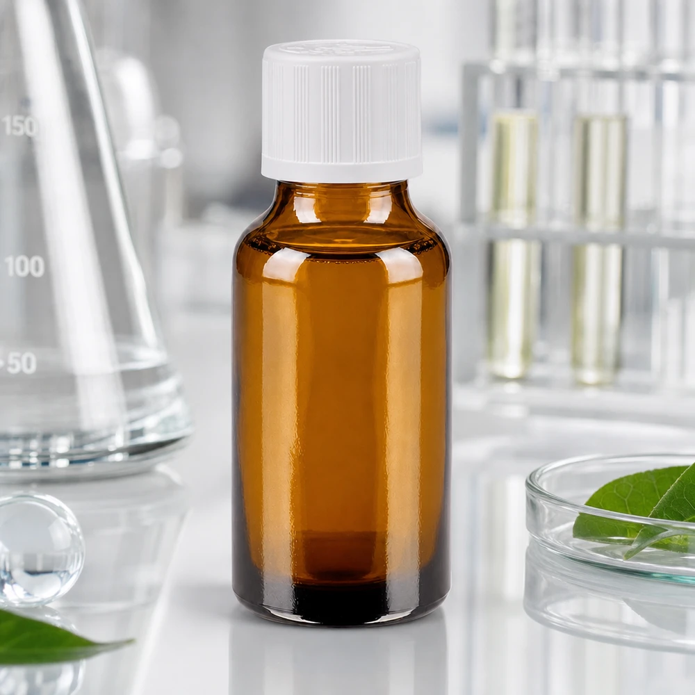 Apothekenflasche braun 20ml Schraubverschluss weiß Kindersicherung Standard Apothekerflasche 20ml braun UV-Schutz Glas mit kindersicherem weißen Drehverschluss 11mm