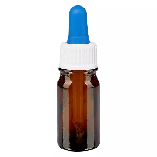 Apothekenflasche braun 5ml Pipette weiß/blau Standard