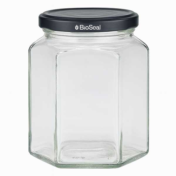 288ml Hexaglas mit BioSeal Deckel schwarz UNiTWIST