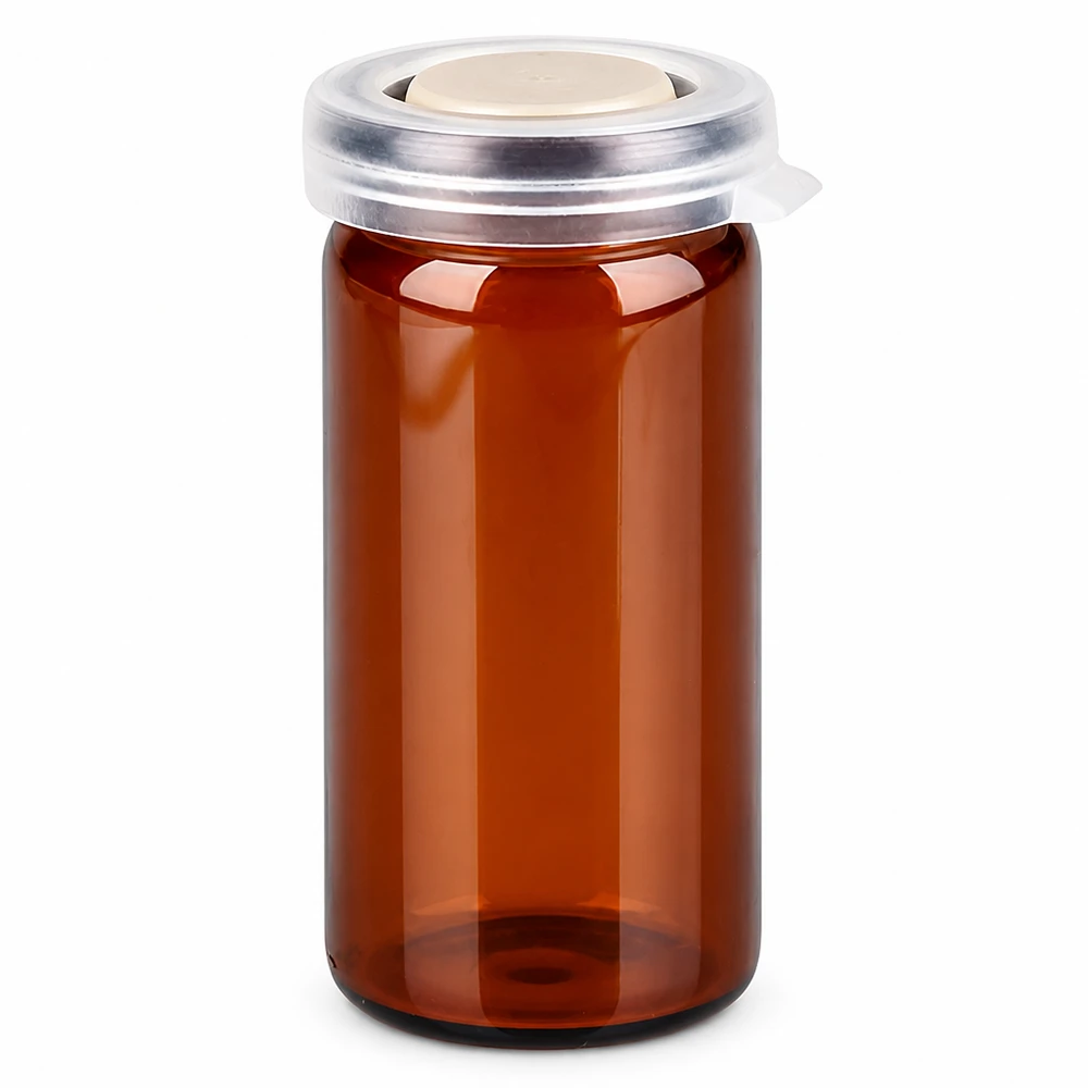 Tabletten/Rollrandglas 10ml braun mit Schnappdeckel Lichtschützendes Tablettenglas 10ml braun mit wiederverschließbarem Schnappdeckel