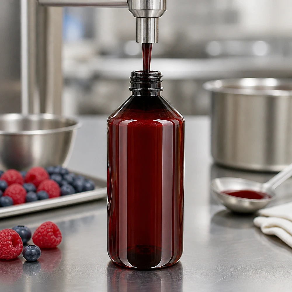 Stabile PET Kunststoffflasche 1 Liter braun für flüssige Lebensmittel und Extrakte