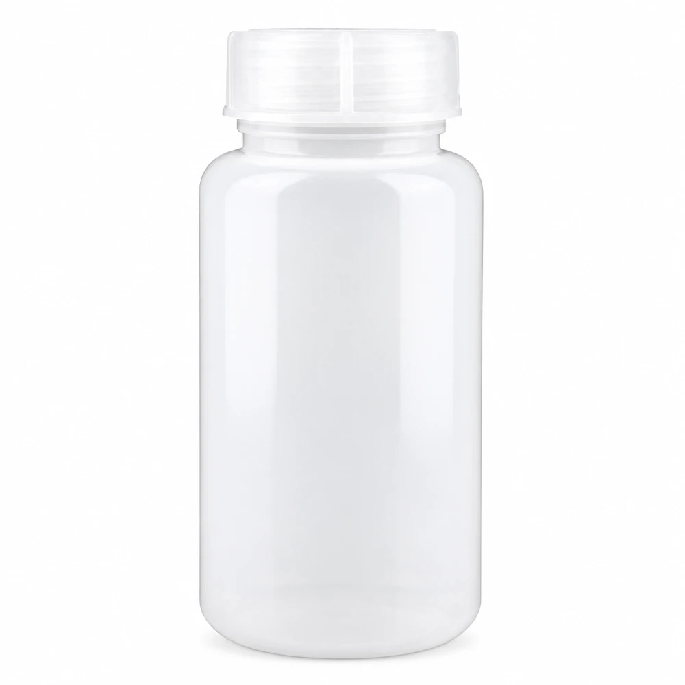 1000ml Laborflasche Weithals mit Schraubverschluss Großvolumige Laborflasche 1 Liter aus stabilem Kunststoff mit weißem Weithalsverschluss