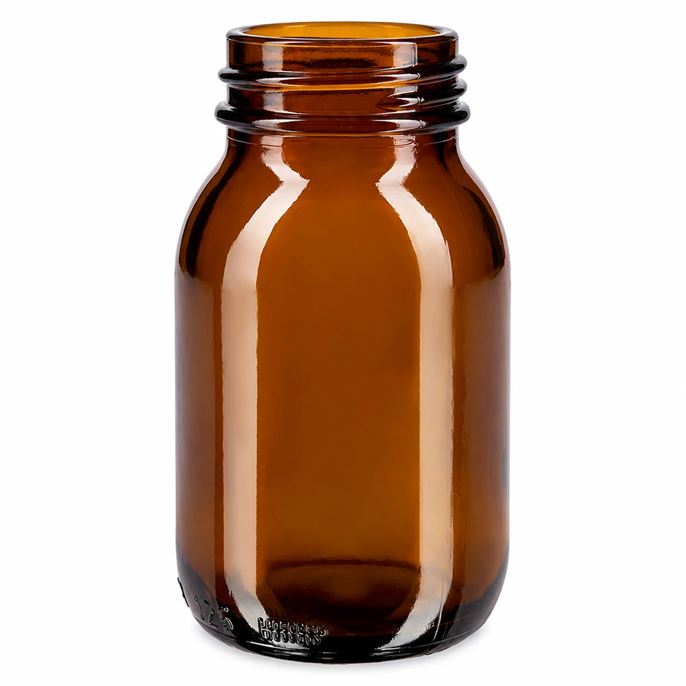 Kompakte 125ml Weithalsflasche aus UV schützendem Braunglas für den Hausgebrauch