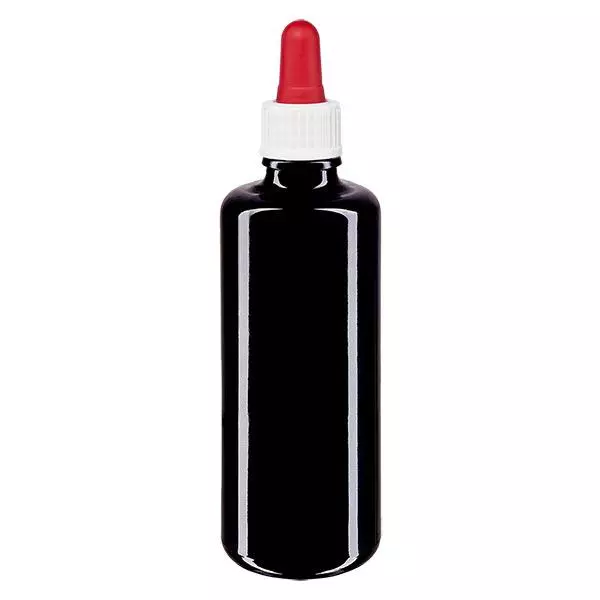 Apothekenflasche violett 50ml Pipette weiß/rot Standard Apothekenflasche violett 50ml Pipette weiß/rot Standard