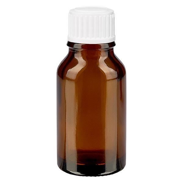 Apothekenflasche braun 15ml Schraubverschluss weiß Standard Apothekenflasche braun 15ml Schraubverschluss weiß Standard