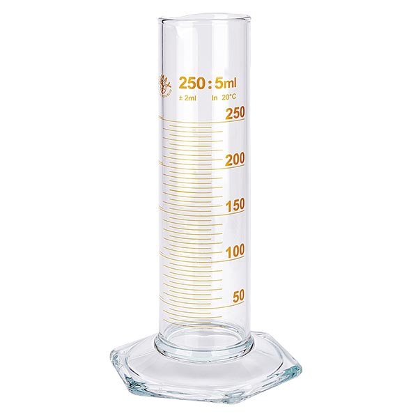 250ml Messzylinder NF aus Glas, braune Skala