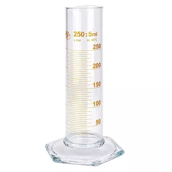 250ml Messzylinder NF aus Glas, braune Skala