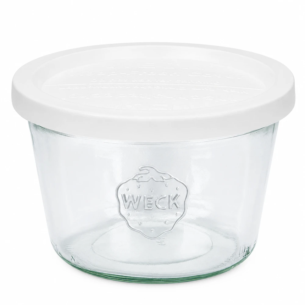 370ml Sturzglas mit Frischedeckel WECK RR100 WECK Sturzglas 370ml mit weißem Frischedeckel RR100 Einmachglas aus klarem Glas für Konservierung und Aufbewahrung