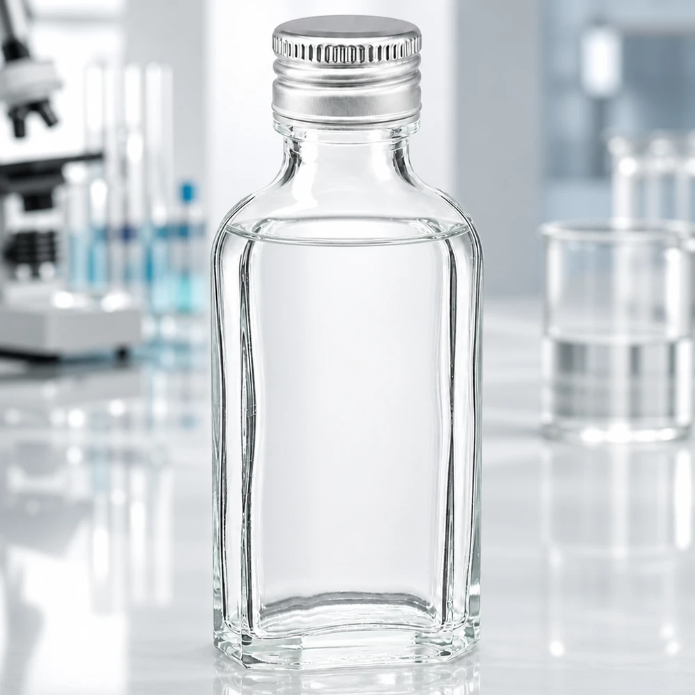 50 ml Meplat klar mit Alu Verschluss silber PP22 Leere transparente Meplat Minitaschenflasche 50ml mit gebördeltem Silberdeckel PP22 aus hochwertigem Glas