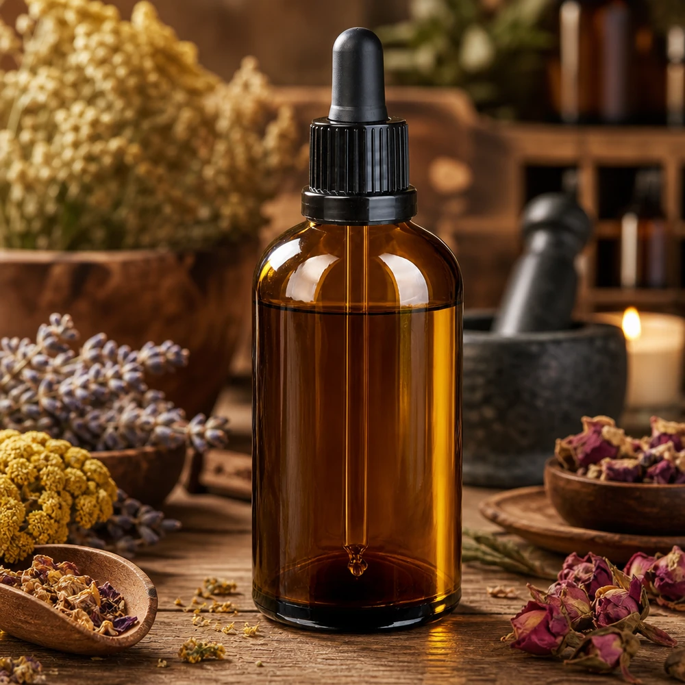Laborqualität 100ml Pipettenflasche braun mit schwarzem Verschluss für Extrakte