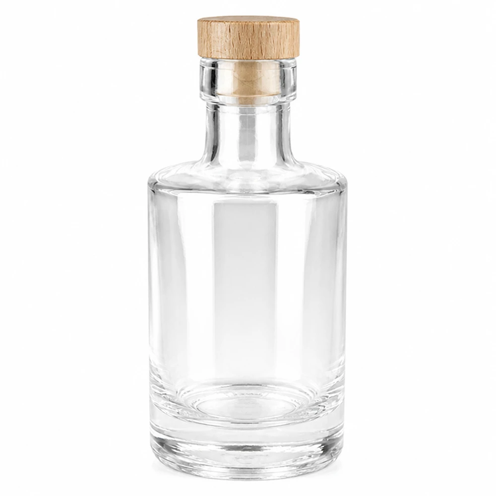 200ml Glasflasche Marie mit Holzgriff-Korken UNiTWIST - klares Glas, Holzverschluss, leer
