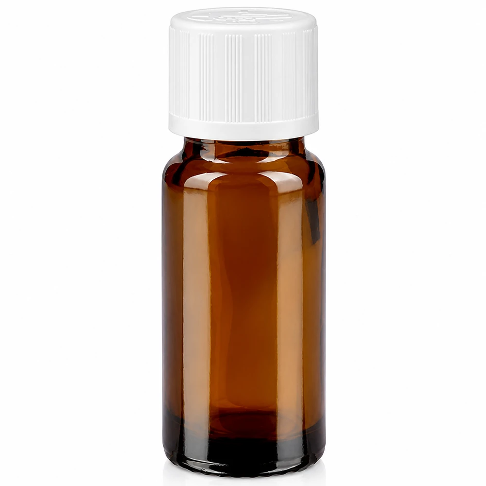 Apothekenflasche braun 10ml Tropfverschluss weiß Kindersicherung Standard Tropfflasche 10ml aus braunem Apothekerglas mit kindersicherem Weißverschluss und Tropfeinsatz