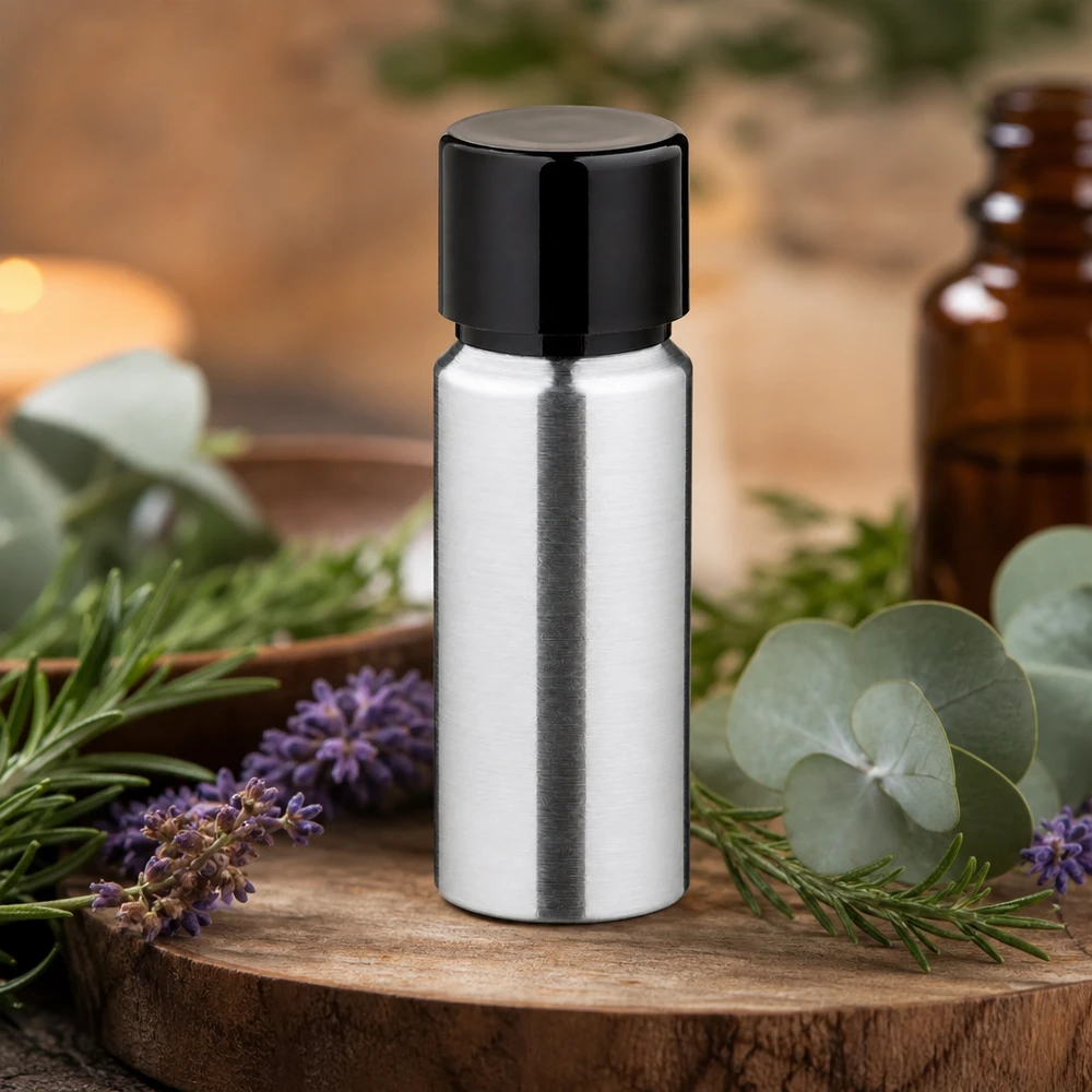 Kleine 20ml Metallflasche mit geschliffenem Finish perfekt für Reise und Handtasche