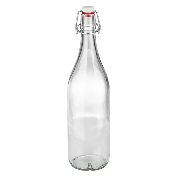 1000ml Glasflasche und Bügelverschluss Porzellan UNiTWIST 1000ml Glasflasche mit Bügelverschluss aus Porzellan leer transparent für Getränke Aufbewahrung