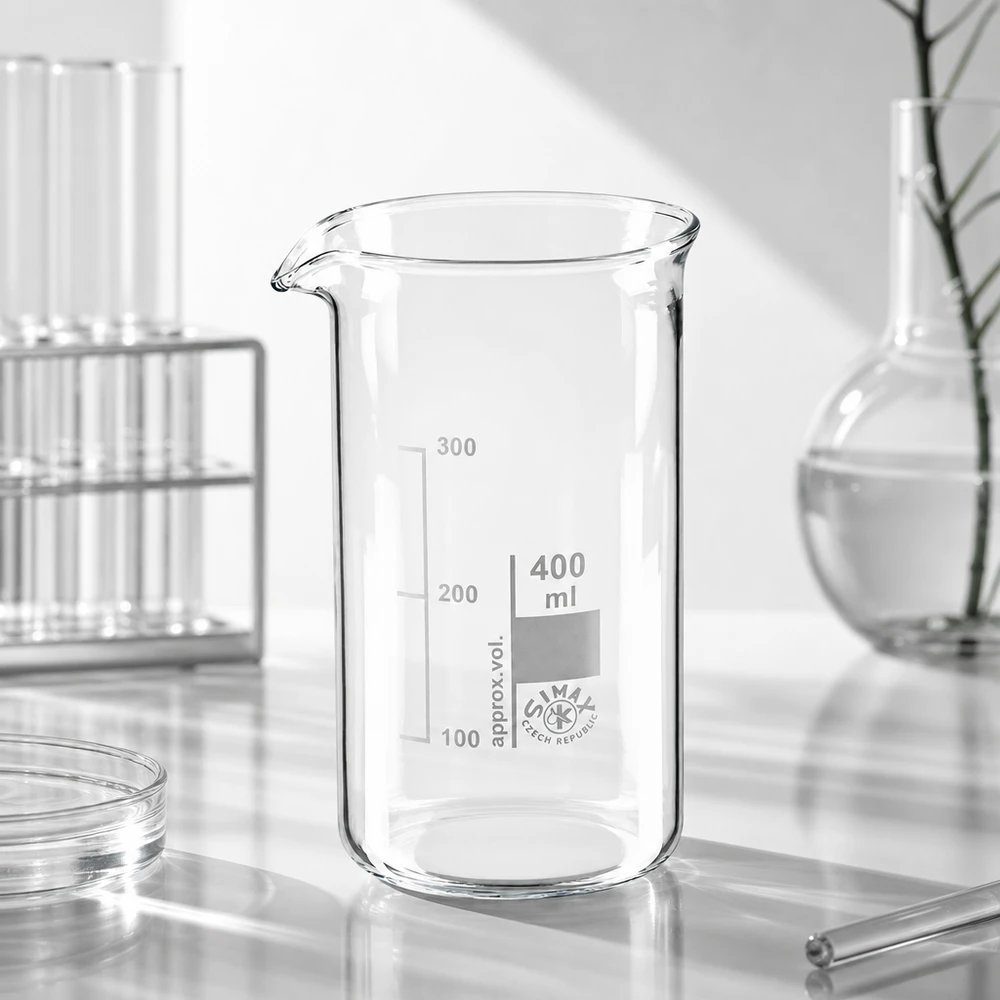 Professionelles Messbecherglas 400ml hohe Form aus bruchfestem Borosilikatglas Made in Czech Republic
