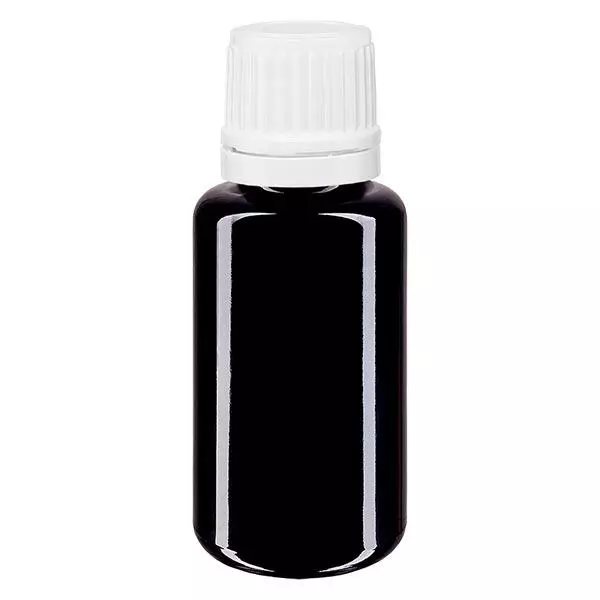 Apothekenflasche violett 20ml Schraubverschluss weiß Originalitätsverschluss Apothekenflasche violett 20ml Schraubverschluss weiß Originalitätsverschluss