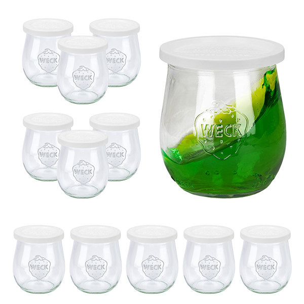 12er Set Weck Gläser 220ml Tulpengläser mit 12 Frischhaltede 12er Set Weck Gläser 220ml Tulpengläser mit 12 Frischhaltede