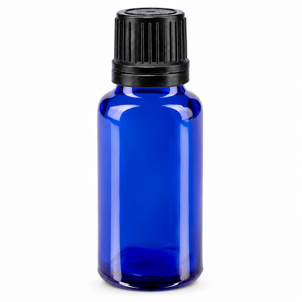 Apothekerflasche Blauglas 20ml für ätherische Öle mit Originalitätsverschluss