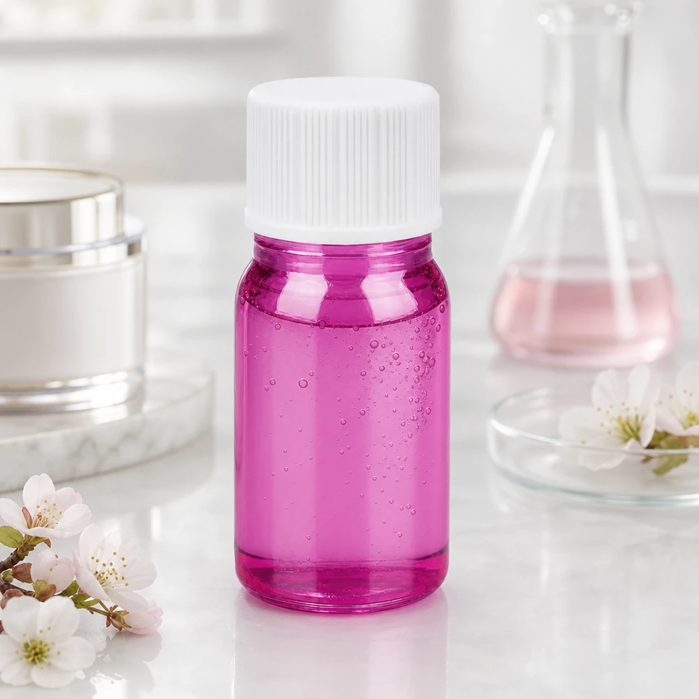 Kleine violette 5ml Glasflasche mit weißem Kunststoffdeckel ideal für Reise und unterwegs