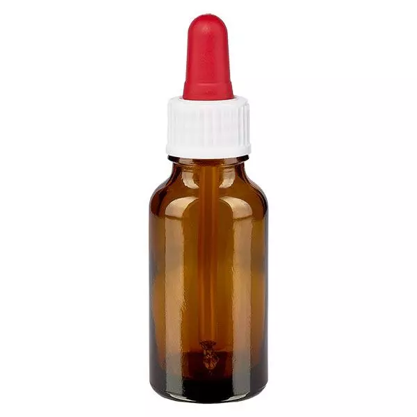 Apothekenflasche braun 20ml Pipette weiß/rot Standard