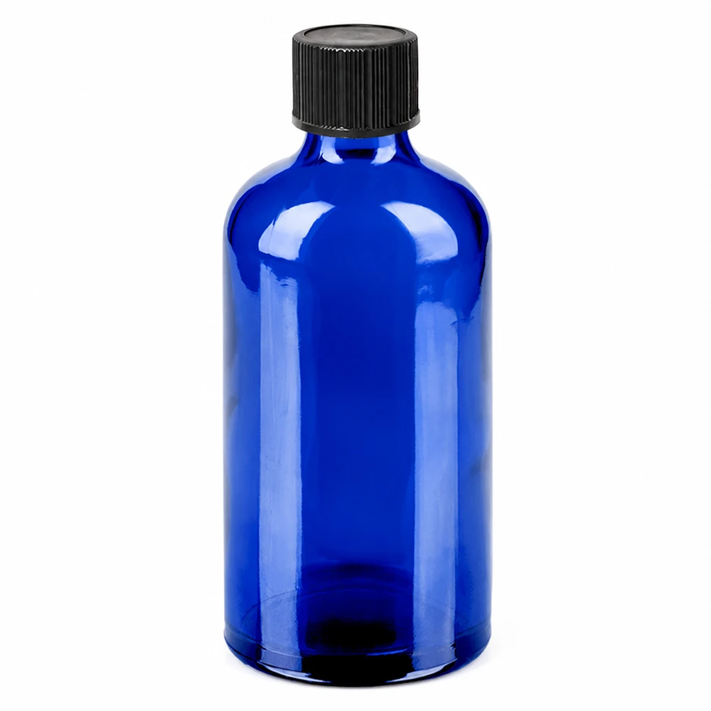100ml Tropfflasche 1mm schwarz Standardverschluss BlueLine UT18/100 Hochwertige blaue Glasflasche 100ml mit 1mm Tropföffnung für präzise Anwendung von Ölen