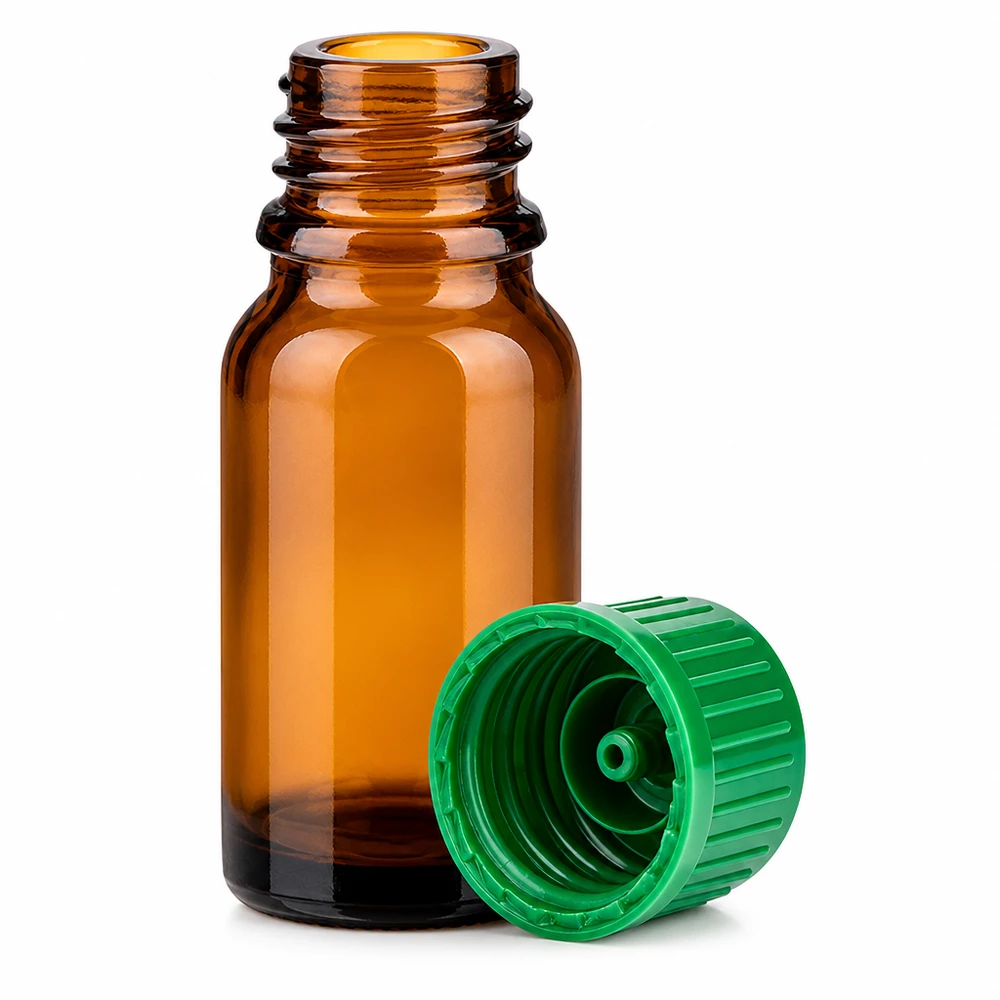 10ml Flasche 11mm Schraubverschluss grün Standard BrownLine UT18/10 Professionelle 10ml Glasflasche braun mit grünem Schraubverschluss für Labor und Praxis