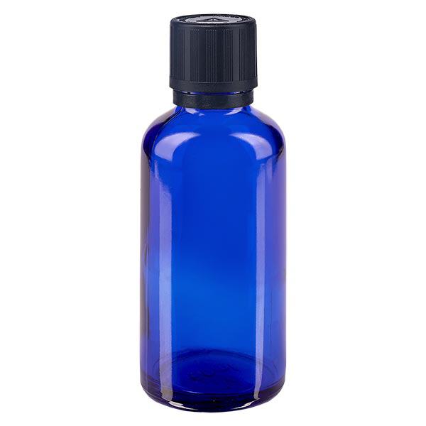 Apothekenflasche blau 50ml Tropfer Giessring 1mm schwarz Kindersicherung Blindenwarnsymbol Originalitätsverschluss Apothekenflasche blau 50ml Tropfer Giessring 1mm schwarz Kindersicherung Blindenwarnsymbol Originalitätsverschluss