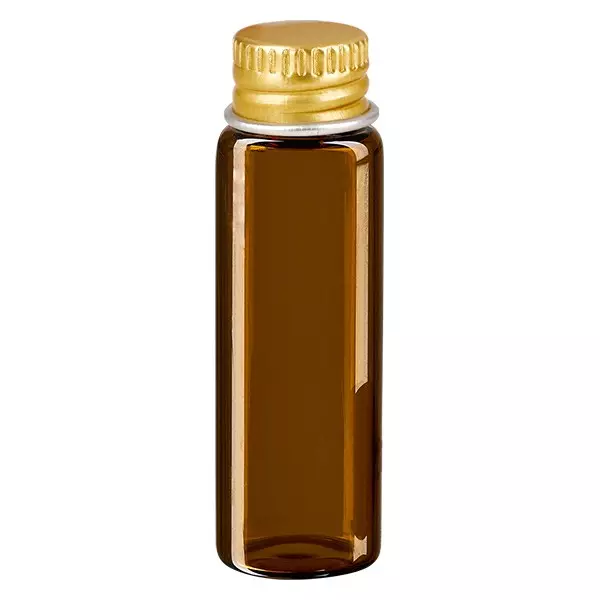 5ml Mini Glasflasche braun Metallverschluss gold UNiTWIST 5ml Mini Glasflasche braun Metallverschluss gold UNiTWIST