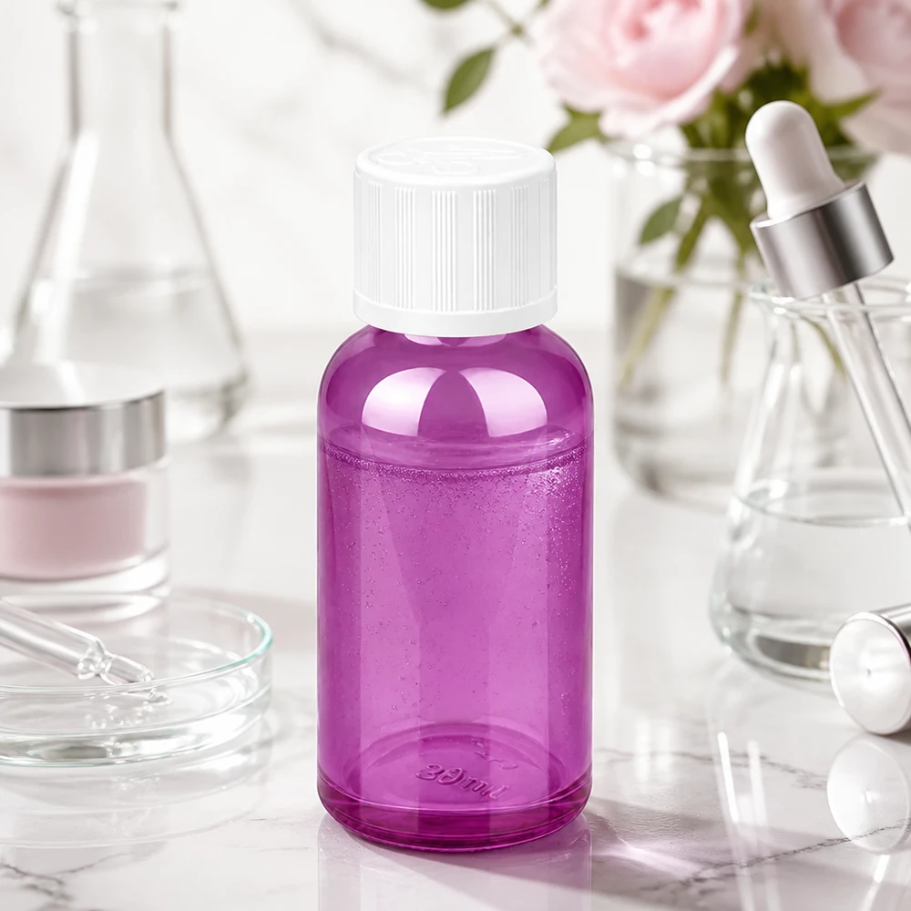 30ml Purple Flasche aus robustem Glas mit kindersicherem Verschluss für den Hausgebrauch