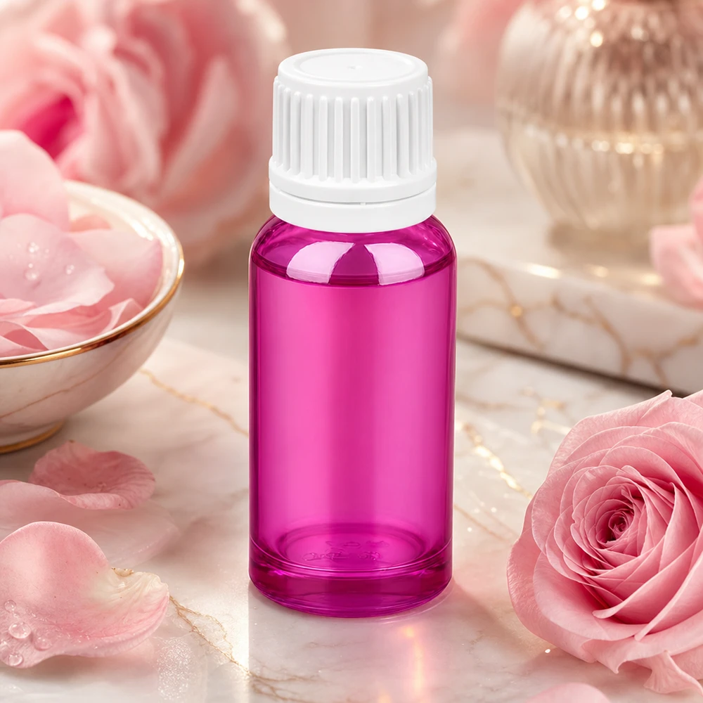 Stilvolle 20ml Glasflasche im Purple Line Sortiment mit 18mm Gewinde für Aromatherapie