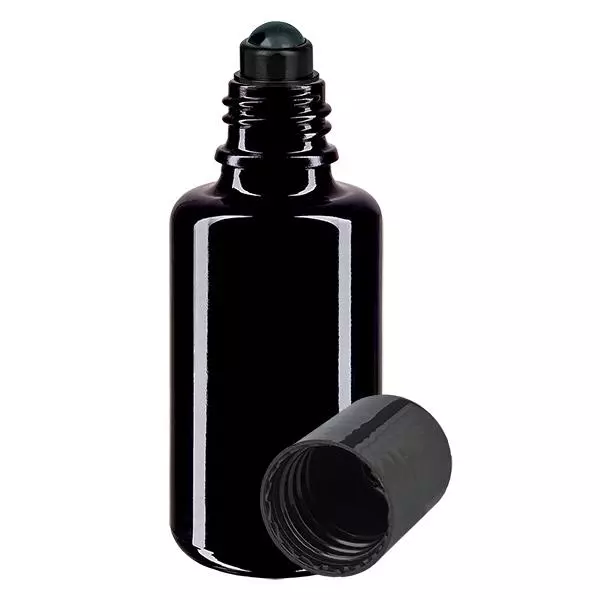 Apothekenflasche violett 30ml Roll-On Verschluss schwarz Apothekenflasche violett 30ml Roll-On Verschluss schwarz