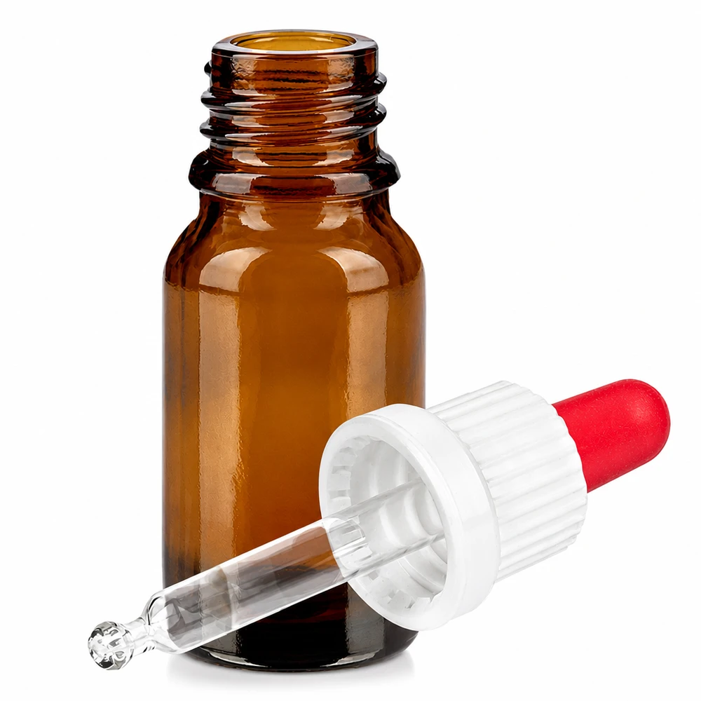 10ml Pipettenflasche weiß/rot Originalitätsverschluss BrownLine UT18/10 Kompakte Pipettenflasche 10ml mit lichtschützendem braunen Glas für empfindliche Substanzen