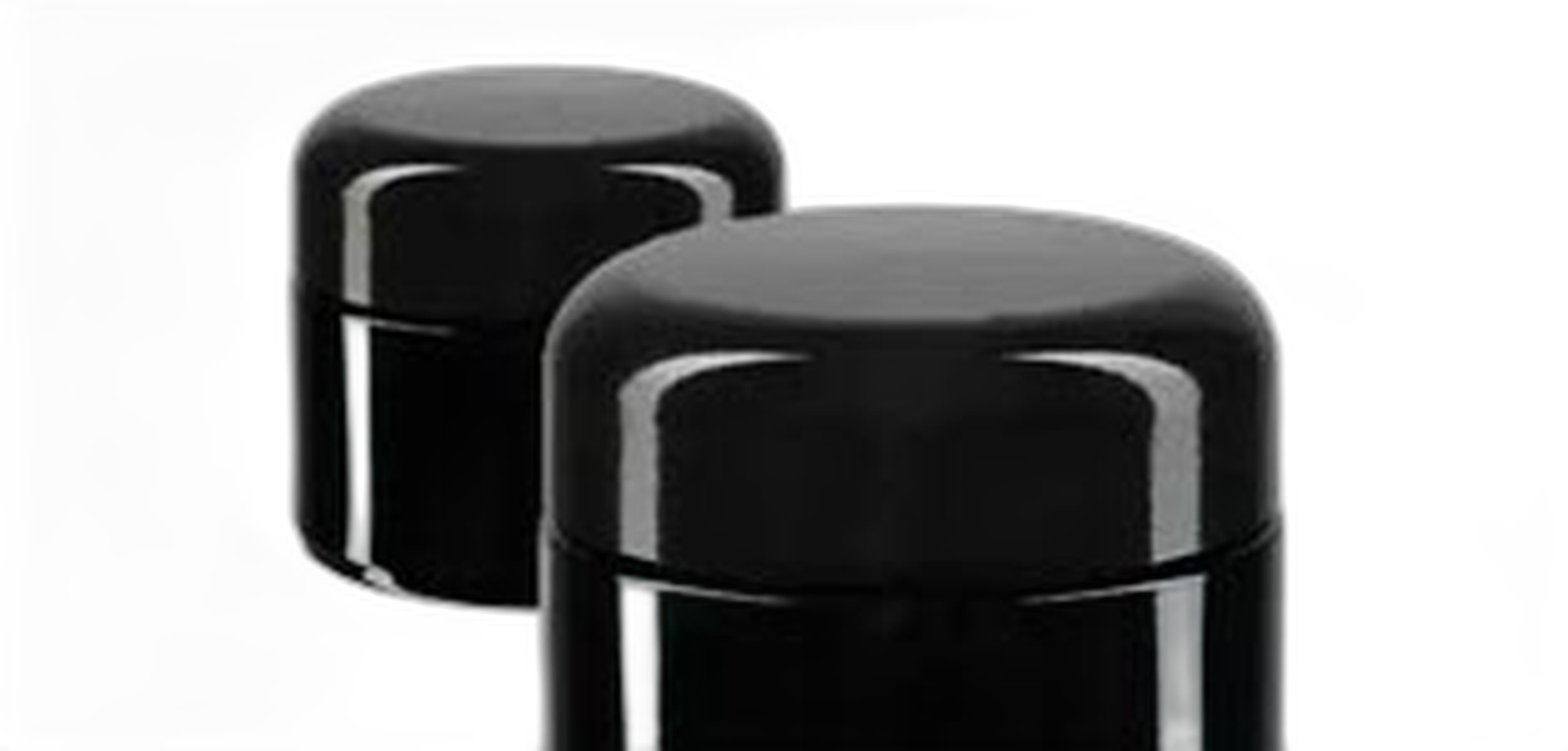 Glastiegel violett mit schwarzem Deckel
