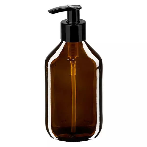 250ml Medizinflasche braun, mit Dispenserpumpe schwarz ApoGlas 250ml Medizinflasche braun, mit Dispenserpumpe schwarz ApoGlas