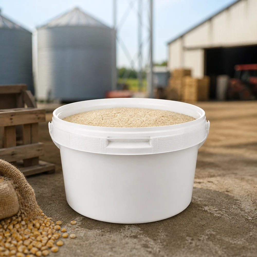 Eimer 3.5L aus weißem Kunststoff Polypropylen mit Deckel Kompakter Vorratseimer 3,5L PP weiß mit Deckel für Getreide Mehl und landwirtschaftliche Produkte