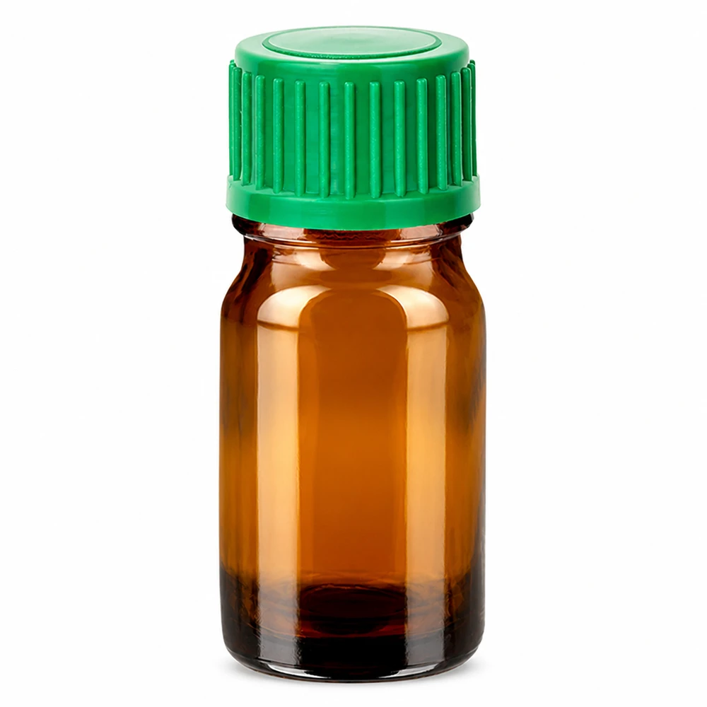 Professionelle 5ml Tropfflasche BrownLine mit grünem Verschluss für Labor und Kosmetik