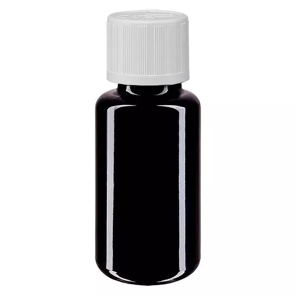 Apothekenflasche violett 20ml Schraubverschluss weiß Kindersicherung Standard Apothekenflasche violett 20ml Schraubverschluss weiß Kindersicherung Standard